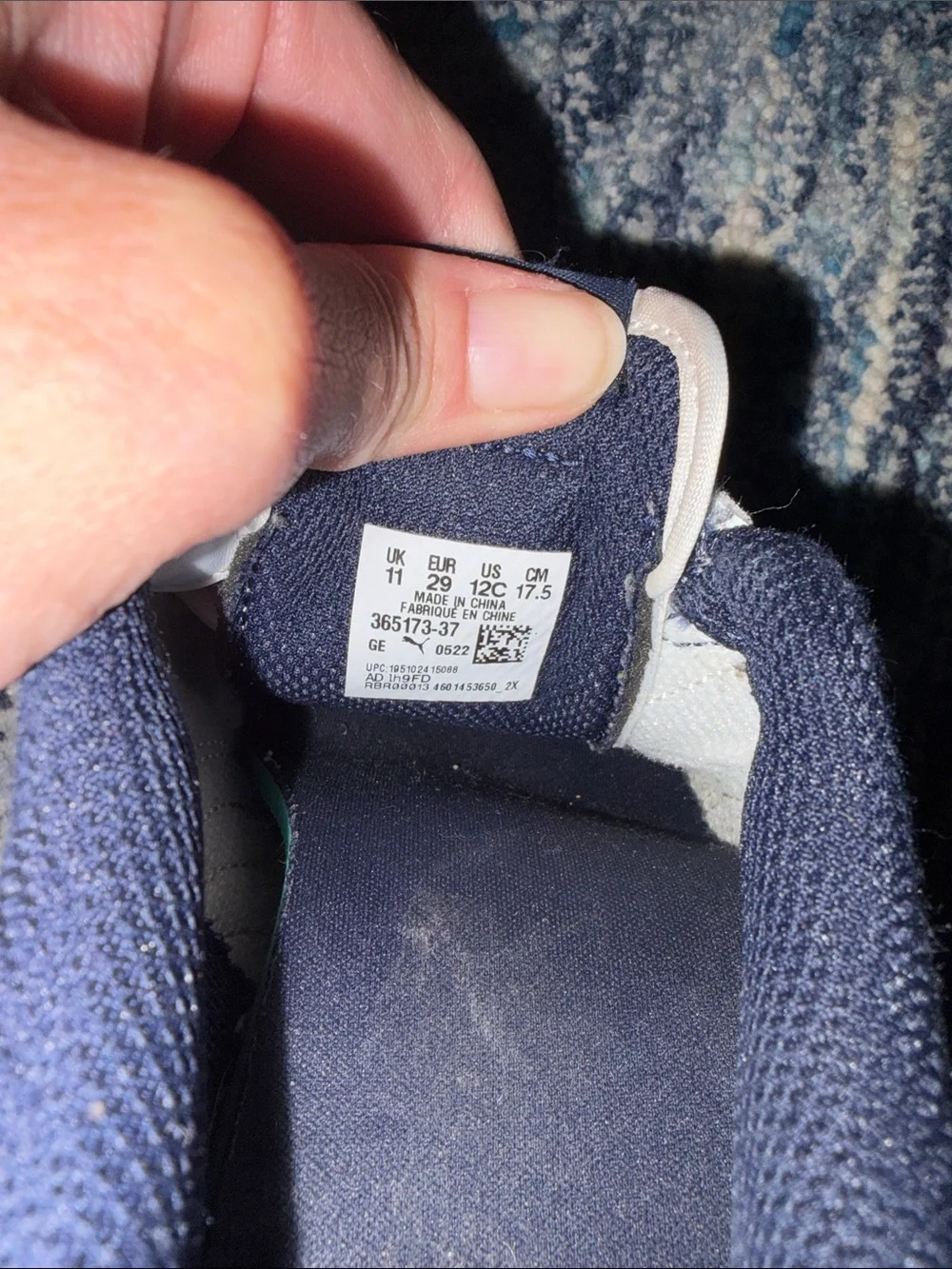 Kids Puma White Velcro Sneakers with Navy Accents